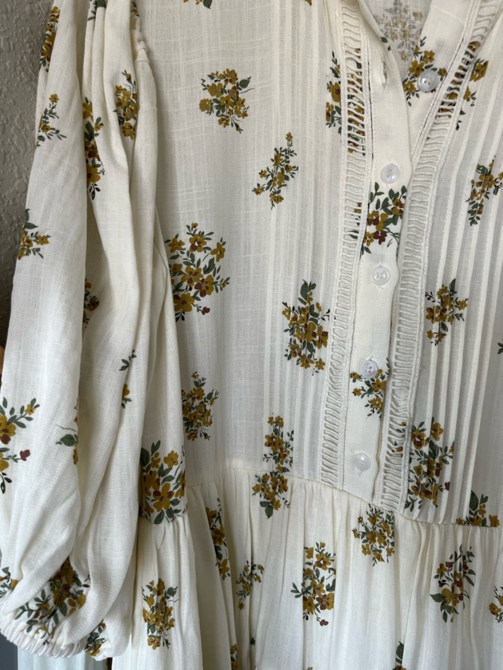 Shop Stevie White Mini Dress with Olive Floral Print - Picture 2 of 3